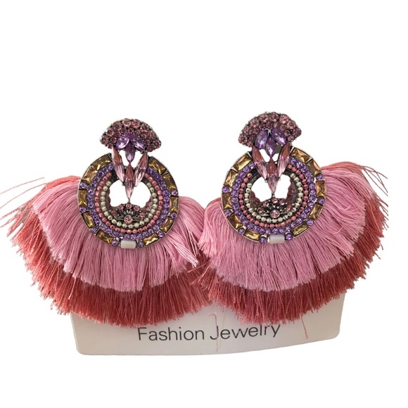 Jewelry - 🍊2 for $15🍊Pink boho carnivale jeweled earrings